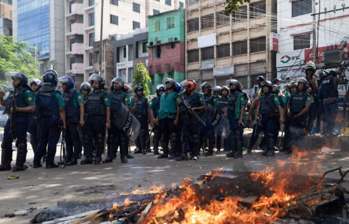 About 300 police officers were injured during the unrest in Bangladesh.