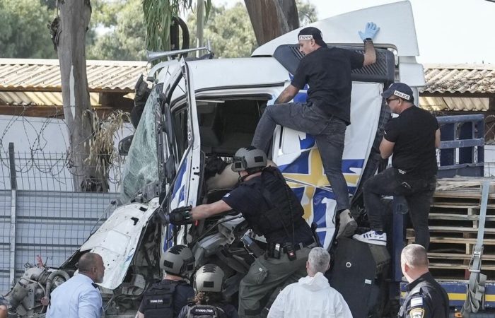 North of Tel Aviv, a truck rammed into a bus stop.