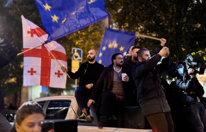 Protests against the results of the parliamentary elections continue in Tbilisi.