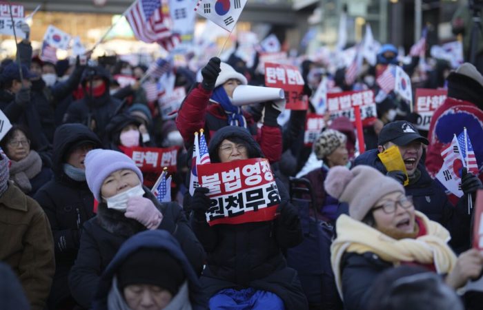 Supporters of the South Korean president gathered outside the residence.